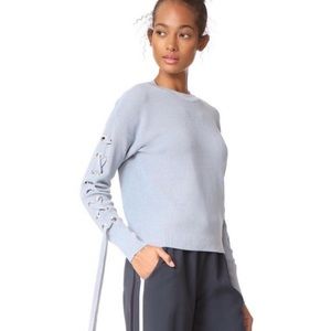 JOA lace up sweater baby blue